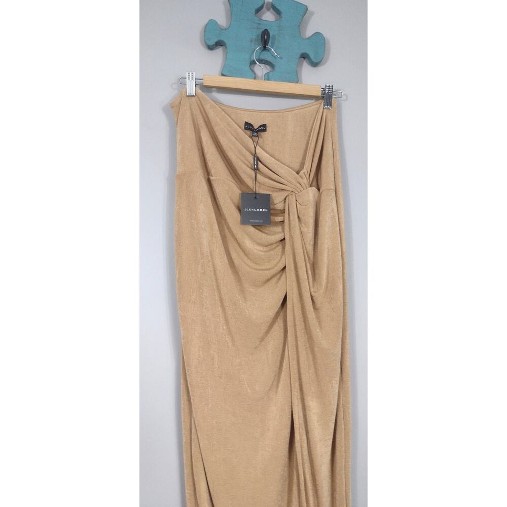 JLUXLABEL Womens Gold Long Slit Maxi Spandex Stretch Skirt XXL NWT